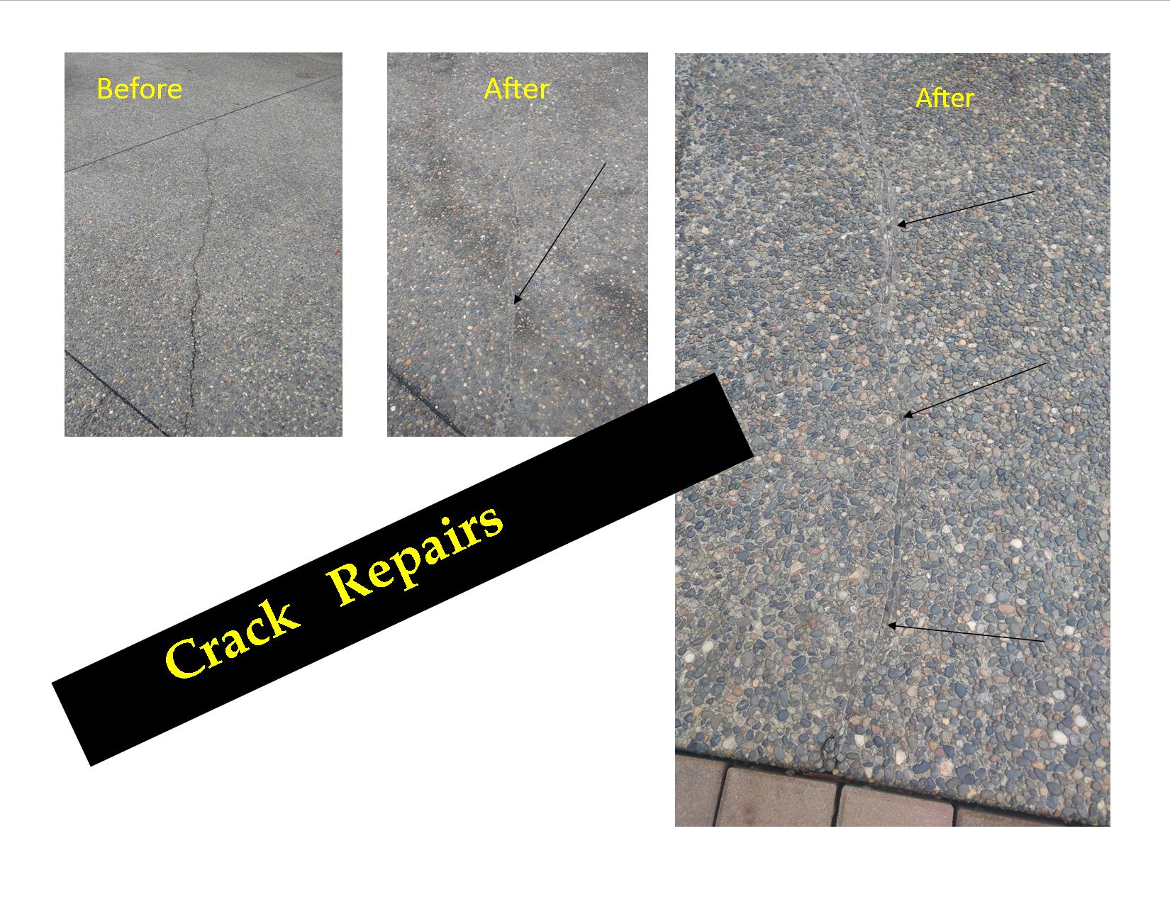 concrete crack repair  before/after